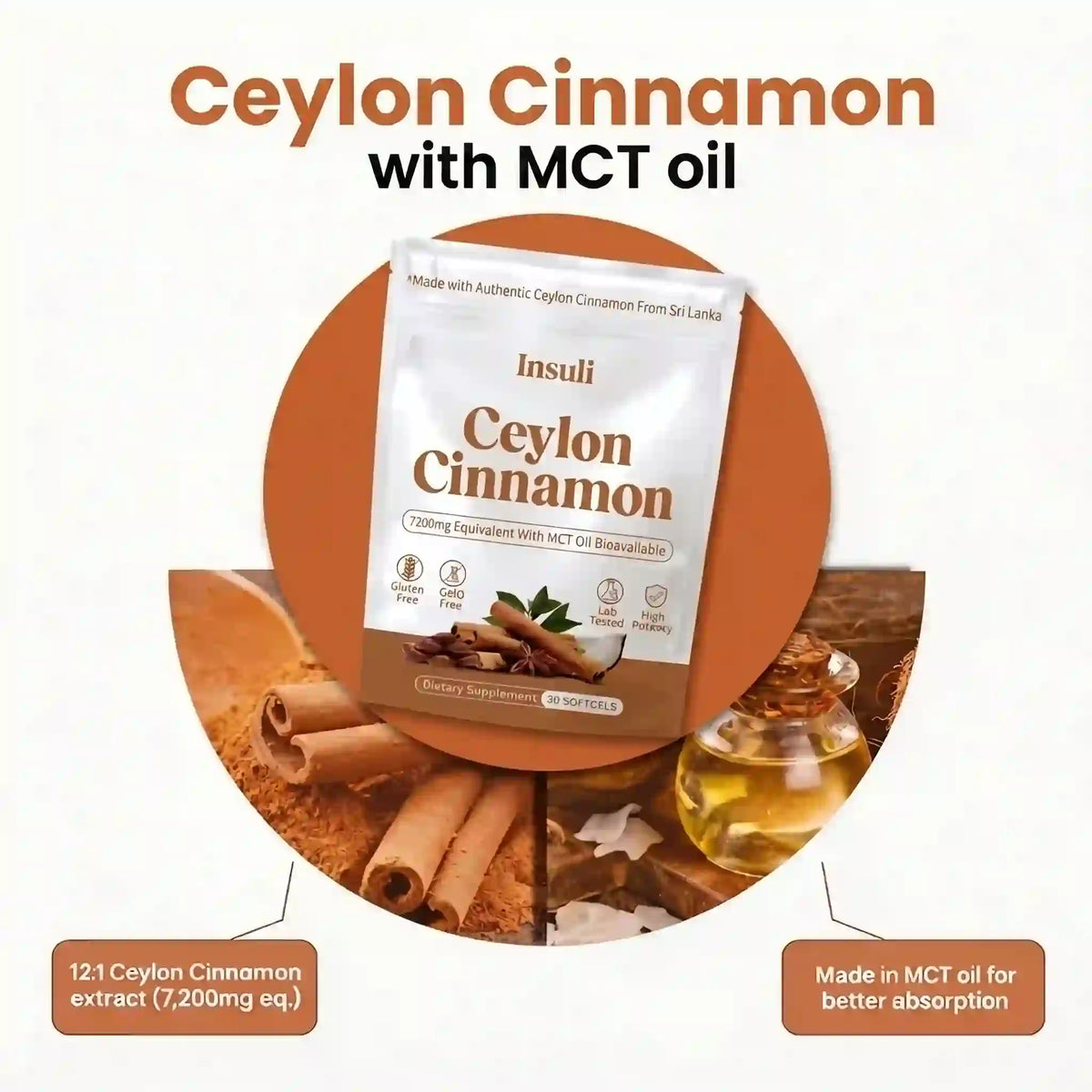 Ceylon Cinnamon 7200mg Equivalent with MCT Oil