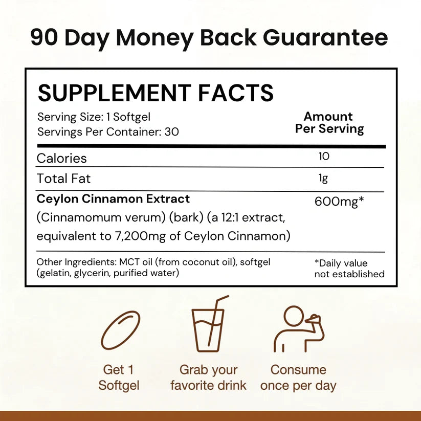 Ceylon Cinnamon 7200mg Equivalent with MCT Oil