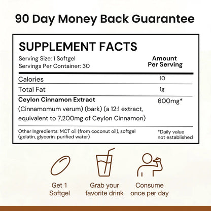 Ceylon Cinnamon 7200mg Equivalent with MCT Oil